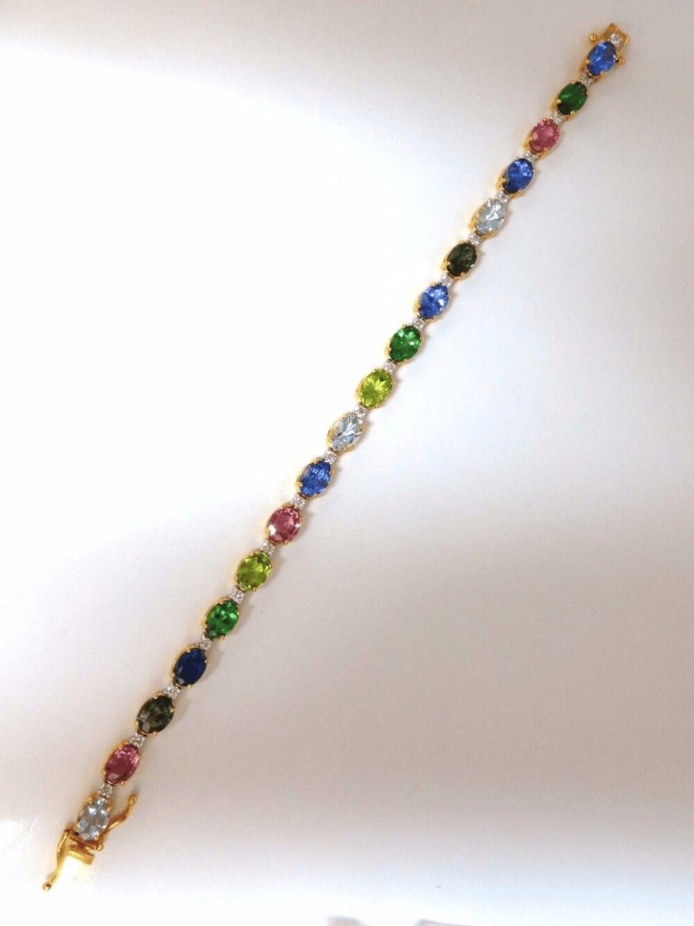 15.17ct natural Tsavortie Spinel Tanzanite Aquamarine Sapphire Bracelet 14kt*